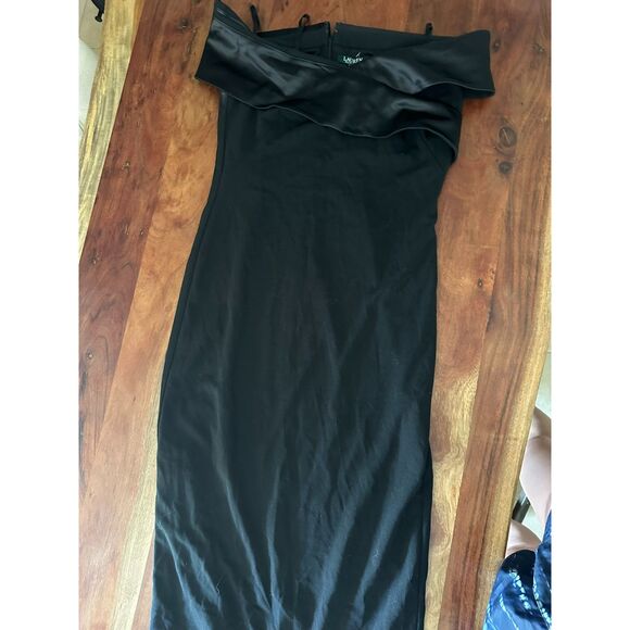 Lauren Ralph Lauren Black Off-Shoulder Satin Trim Dress – Size 8, NWT - Picture 1 of 4